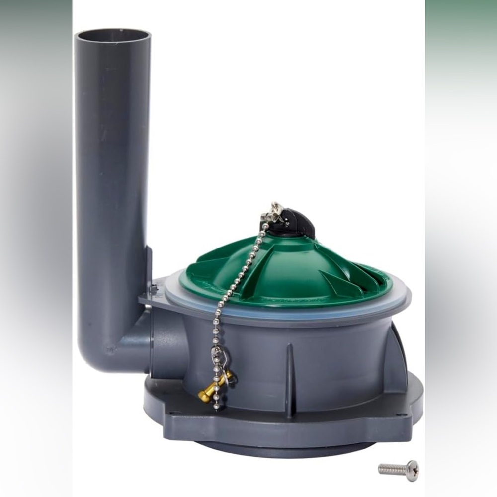 Gray and Green Toilet Flapper Valve